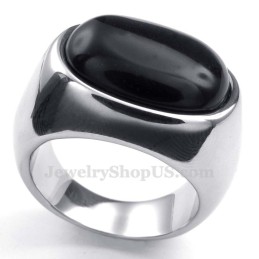 Bague Incrustée D'Agate En Titane