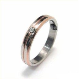 Bague En Titane Et Or Sertie De Diamants De 4 Mm