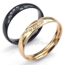 Bague Cœur En Titane Doré Avec Zircon Blanc