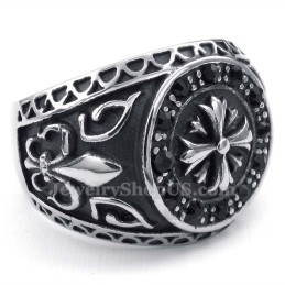 Bague En Titane Avec Strass Noirs