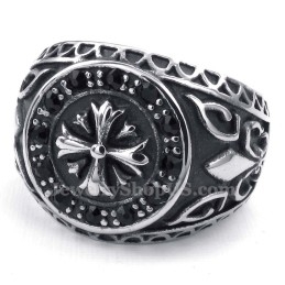Bague En Titane Avec Strass Noirs