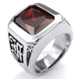 Bague En Titane Avec Zircon Rouge