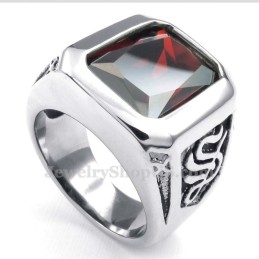 Bague En Titane Avec Zircon Rouge