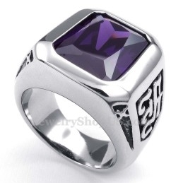 Bague En Titane Avec Zircon Violet