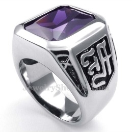 Bague En Titane Avec Zircon Violet