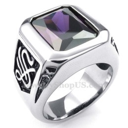 Bague En Titane Avec Zircon Violet
