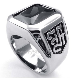 Bague En Titane Avec Zircon Noir