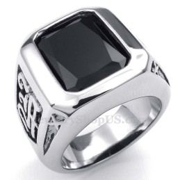 Bague En Titane Avec Zircon Noir