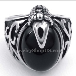 Bague En Titane Incrustée D'Agate Noire