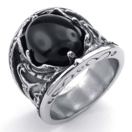 Bague En Titane Avec Zircon Noir