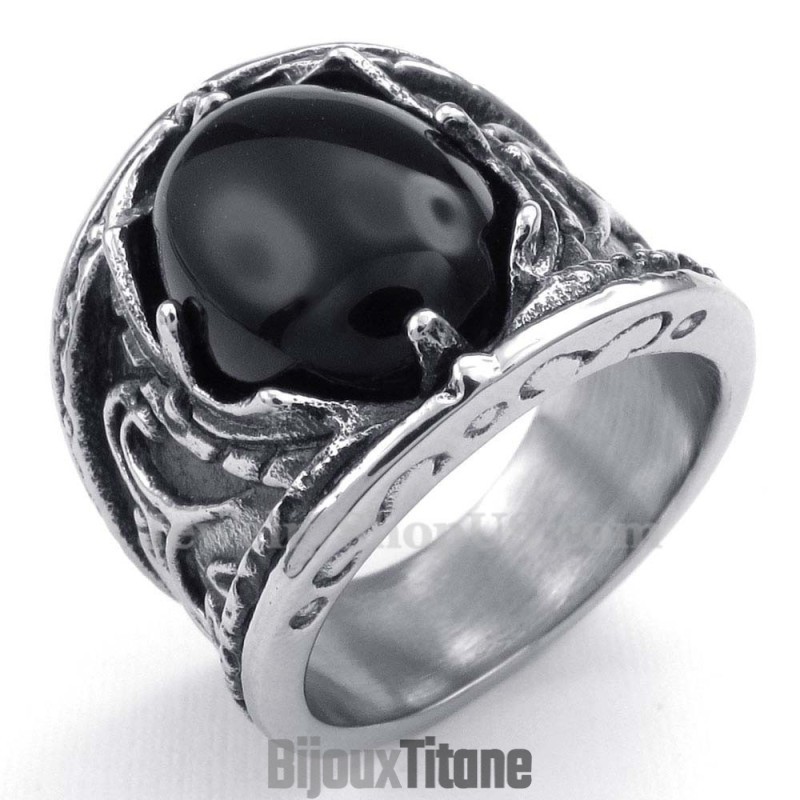 Bague En Titane Avec Zircon Noir Bague En Titane Avec Zircon Noir