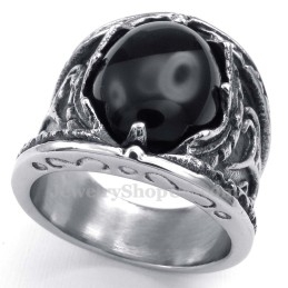 Bague En Titane Avec Zircon Noir