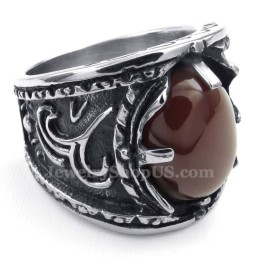 Bague En Titane Incrustée D'Agate Rouge