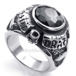 Bague En Titane Avec Zircon Noir