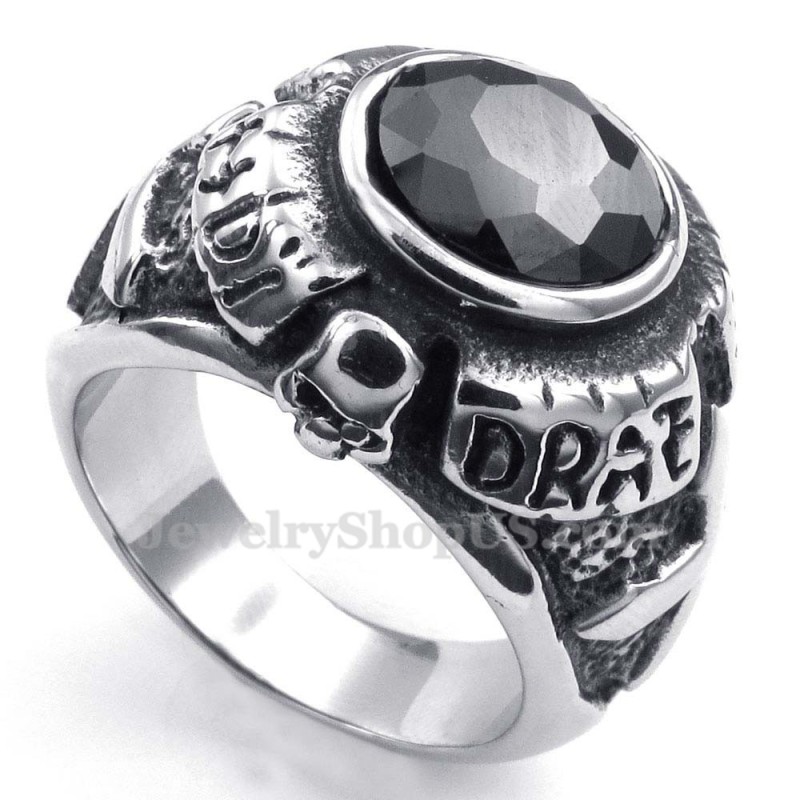 Bague En Titane Avec Zircon Noir Bague En Titane Avec Zircon Noir