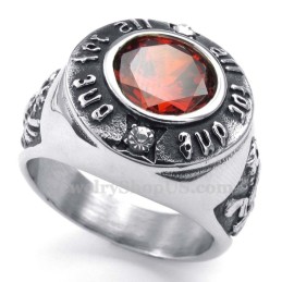 Bague En Titane Avec Zircon Rouge