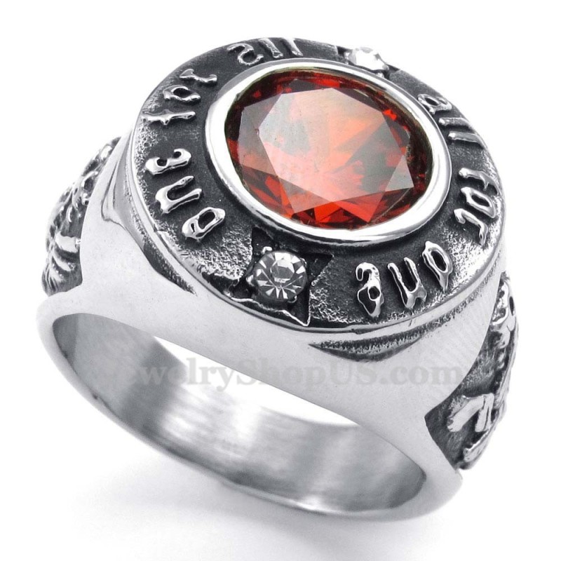 Bague En Titane Avec Zircon Rouge Bague En Titane Avec Zircon Rouge