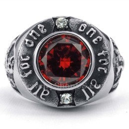 Bague En Titane Avec Zircon Rouge
