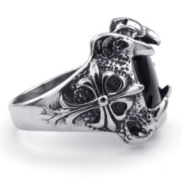 Bague En Titane Incrustée D'Agate Noire