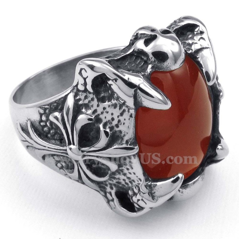 Bague En Titane Incrustée D'Agate Rouge Bague En Titane Incrustée D'Agate Rouge