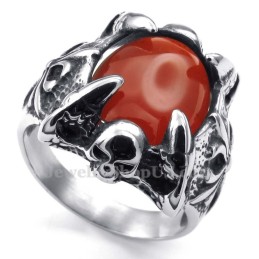 Bague En Titane Incrustée D'Agate Rouge