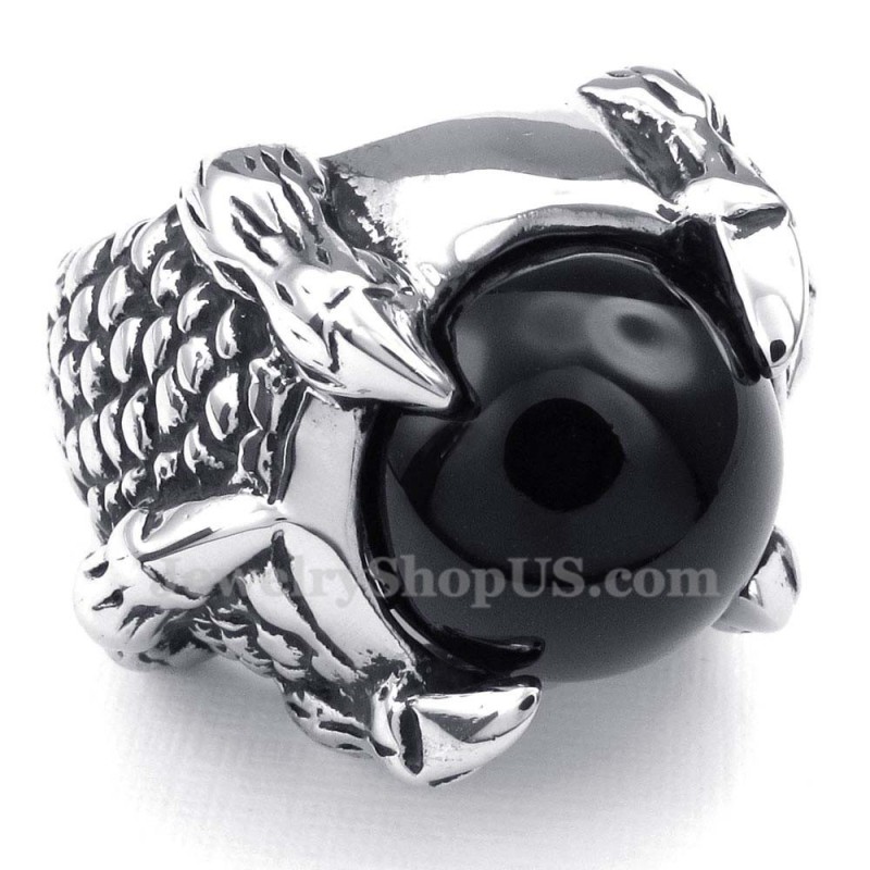 Bague En Titane Incrustée D'Agate Noire Bague En Titane Incrustée D'Agate Noire