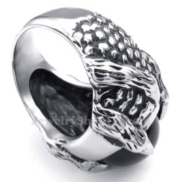 Bague En Titane Incrustée D'Agate Noire