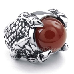 Bague En Titane Incrustée D'Agate Noire