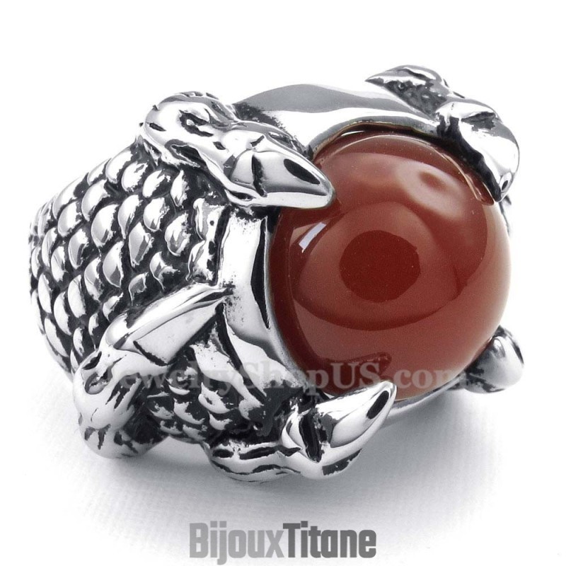 Bague En Titane Incrustée D'Agate Noire Bague En Titane Incrustée D'Agate Noire