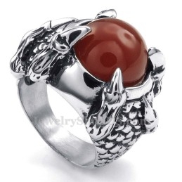 Bague En Titane Incrustée D'Agate Noire