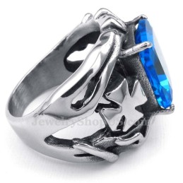 Bague En Titane Avec Pierre Ornementale Bleue