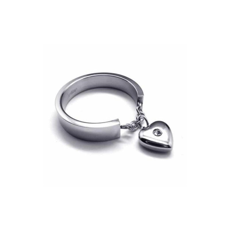 Bague En Titane Avec Cœur Serti De Diamants De 5 Mm Bague En Titane Avec Cœur Serti De Diamants De 5 Mm