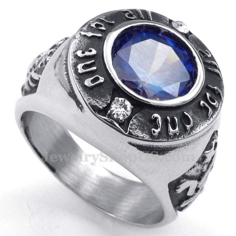 Bague En Titane Avec Zircon Bleu Bague En Titane Avec Zircon Bleu