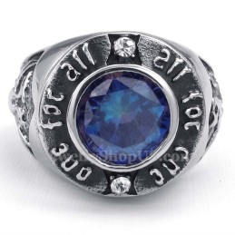 Bague En Titane Avec Zircon Bleu
