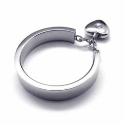 Bague En Titane Avec Cœur Serti De Diamants De 5 Mm