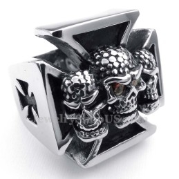 Bague Tête De Mort En Titane Avec Yeux En Zircon Rouge
