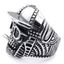 Bague Tête De Mort En Titane Avec Casquette De Baseball
