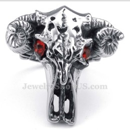 Bague Tête De Vache En Titane Avec Yeux Rouges
