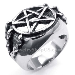Bague Étoile Creuse À Cinq Branches En Titane