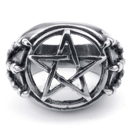 Bague Étoile Creuse À Cinq Branches En Titane