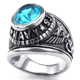 Bague En Titane Avec Zircon Bleu
