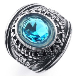 Bague En Titane Avec Zircon Bleu