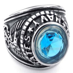 Bague En Titane Avec Zircon Bleu