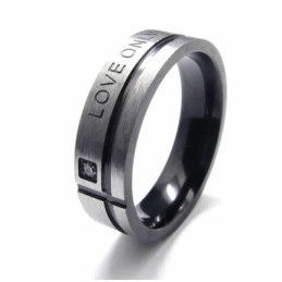 Bague En Titane Noir Pour Homme Love Only You, 6 Mm