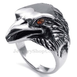 Bague Aigle En Titane Aux Yeux Rouges