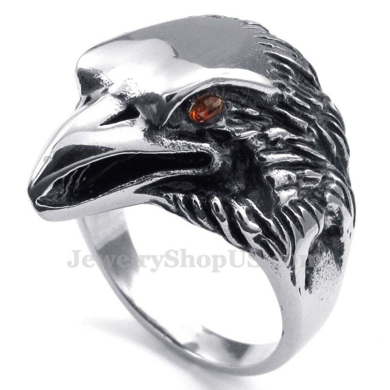 Bague Aigle En Titane Aux Yeux Rouges Bague Aigle En Titane Aux Yeux Rouges