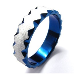 Bague Unisexe En Titane Bleu De 6 Mm