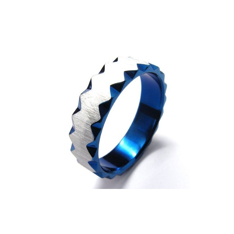 Bague Unisexe En Titane Bleu De 6 Mm Bague Unisexe En Titane Bleu De 6 Mm