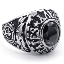 Bague En Titane Incrustée De Zircons Noirs