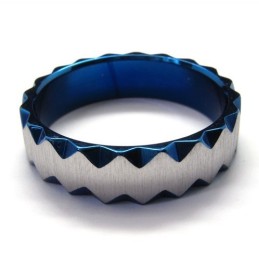 Bague Unisexe En Titane Bleu De 6 Mm